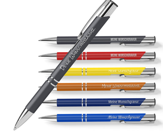 Aluminium Kugelschreiber mit Gravur - dein Wunschtext auf unserem Kugelschreiber "Berlin" - versch. Schriftarten & Farben