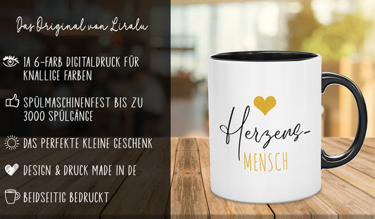 Spruch-Tasse "Herzensmensch" - Spülmaschinenfest- das ideale Geschenk