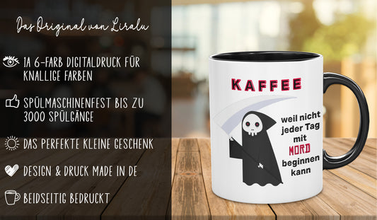 Spruch-Tasse "Kaffee - weil nicht jeder Tag mit einem Mord beginnen kann" - Spülmaschinenfest- das ideale Geschenk